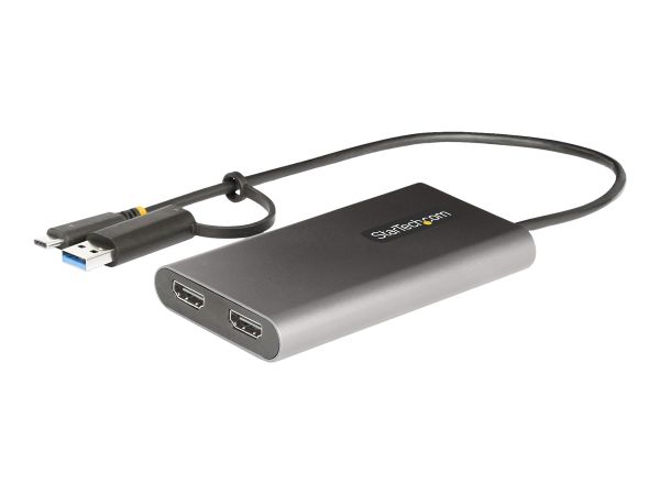 StarTech.com USB-C to Dual-HDMI Adapter, USB-C or A to 2x HDMI, 4K 60Hz, 100W PD Pass-Through, 1ft (