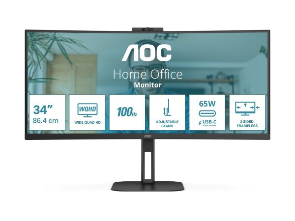 AOC Value-line CU34V5C/BK - V5 series - LED-Monitor - gebogen - 86.4 cm (34")