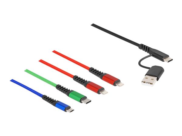 Delock 4 in 1 - Kabel nur zum Laden - USB, 24 pin USB-C männlich zu Micro-USB Typ B, Lightning, 24 p