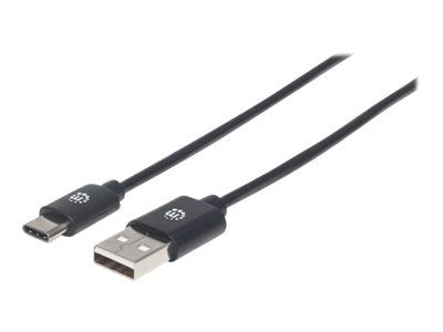 Manhattan USB-C to USB-A Cable, 2m, Male to Male, Black, 480 Mbps (USB 2.0)