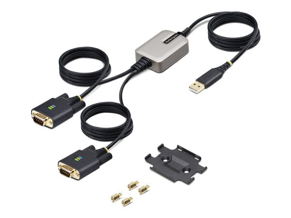 StarTech.com 13ft (4m) 2-Port USB to Serial Adapter Cable, Interchangeable DB9 Screws/Nuts, COM Rete