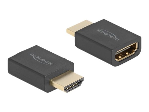 Delock Highspeed - HDMI-Adapter mit Ethernet - HDMI männlich zu HDMI weiblich - Schwarz - unterstütz