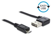 Delock Easy - USB-Kabel - USB (M) links/rechts abgewinkelt, umkehrbar bis Micro-USB Typ B (M)