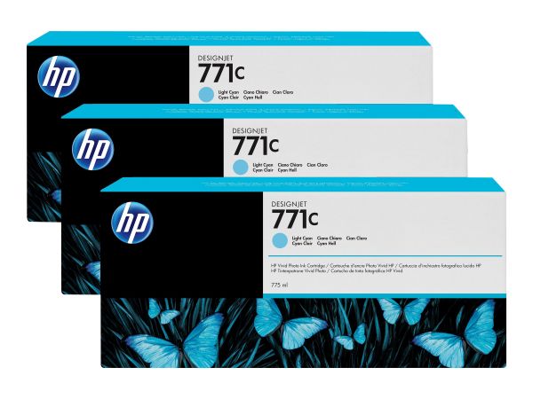 HP 771C - 3er-Pack - 775 ml - hell Cyan - Original