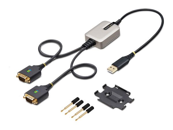StarTech.com 2ft (60cm) 2-Port USB to Serial Adapter Cable, Interchangeable DB9 Screws/Nuts, COM Ret