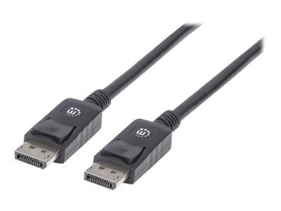 Manhattan DisplayPort 1.1 Cable, 1080p@60Hz, 2m, Male to Male, With Latches, Fully Shielded, Black,