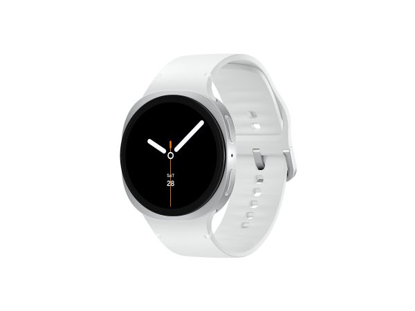 Samsung Galaxy Watch8 - 44 mm - silber - intelligente Uhr mit Sportband - Gummi - weiß - Bandgröße: