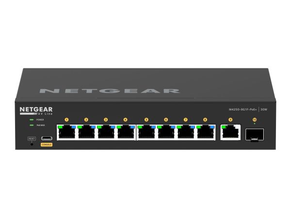 Netgear AV Line M4250-9G1F-PoE+ - Switch - L3 - managed - 8 x 10/100/1000 (8 PoE+)