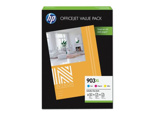 HP 903XL Office Value Pack 3 Tintenpatronen cyan/magenta/gelb + 75 Blatt/A4