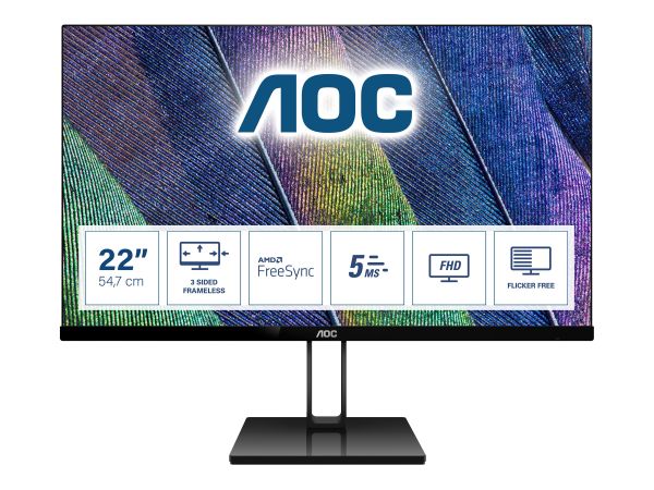 AOC 22V2Q - LED-Monitor - 54.6 cm (21.5") - 1920 x 1080 Full HD (1080p)