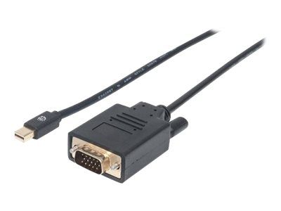 Manhattan Mini DisplayPort 1.2a to VGA Cable, 1080@60Hz, Active, 1.8m, Male to Male, Black, Lifetime