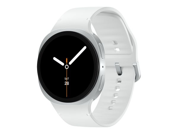 Samsung Galaxy Watch8 - 44 mm - silber - intelligente Uhr mit Sportband - Gummi - weiß - Bandgröße: