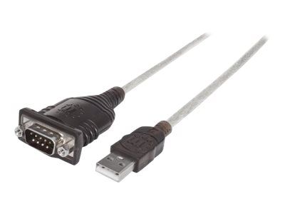 Manhattan USB-A to Serial Converter cable, 45cm, Male to Male, Serial/RS232/COM/DB9, FTDI FT232RL Ch